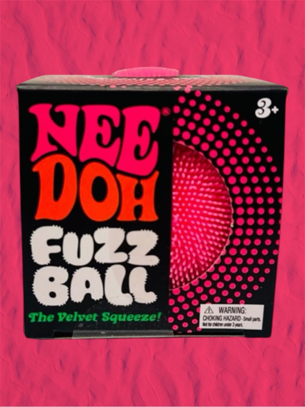 NeeDoh Fuzz Ball The Velvet Squeeze Squishy Sensory Toy, Pink, NEW